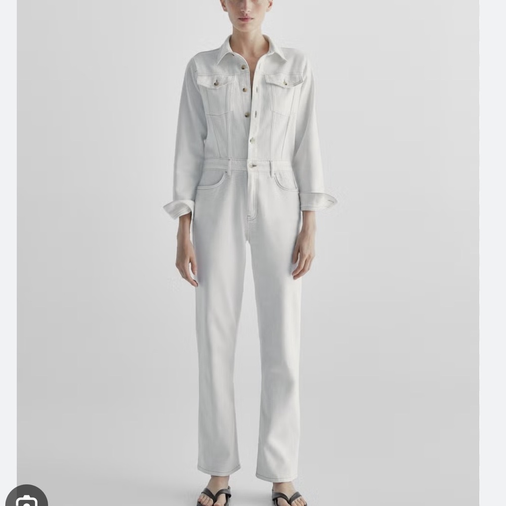 NWT Massimo Dutti Ivory Denim Jumpsuit size small